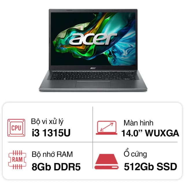 Laptop Acer Aspire 5 A514 56P 54TN - NX.KHRSV.004 (i5 1335U, 8GB, 512GB, WUXGA, Win11) - 13