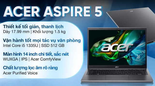 Laptop Acer Aspire 5 A514 56P 54TN - NX.KHRSV.004 (i5 1335U, 8GB, 512GB, WUXGA, Win11) - 4