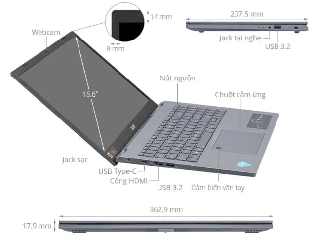 So sánh giá Laptop Acer Aspire 5 A515 58M 79R7 - NX.KQ8SV.007 (i7 13620H, 16GB, 512GB, Full HD, Win11) rẻ nhất? - Ảnh 18