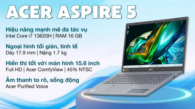 So sánh giá Laptop Acer Aspire 5 A515 58M 79R7 - NX.KQ8SV.007 (i7 13620H, 16GB, 512GB, Full HD, Win11) rẻ nhất? - Ảnh 7