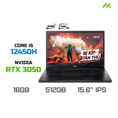 Laptop Acer Gaming Aspire 7 A715 76G 5806 - NH.QMFSV.002 (i5 12450H, 16GB, 512GB, RTX 3050 4GB, Full HD 144Hz, Win11) - 17