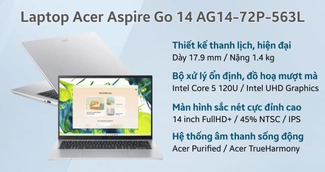 Top 1 so sánh giá Laptop Acer Aspire Go 14 AG14-72P-54DF - NX.JSBSV.009 (Core 5 120U, 16GB, 512GB, Full HD+, Win11) - Tìm sản phẩm giá rẻ nhất - Ảnh 17