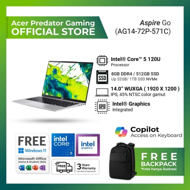 Top 1 so sánh giá Laptop Acer Aspire Go 14 AG14-72P-54DF - NX.JSBSV.009 (Core 5 120U, 16GB, 512GB, Full HD+, Win11) - Tìm sản phẩm giá rẻ nhất - Ảnh 6