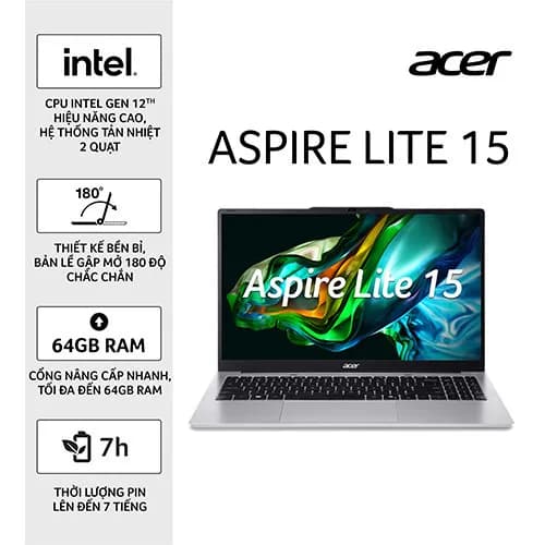 Laptop Acer Aspire Lite 15 AL15 71P 517D - NX.J7KSV.001 (i5 12450H, 16GB, 512GB, Full HD, Win11) - 15