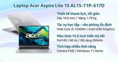 Laptop Acer Aspire Lite 15 AL15 71P 517D - NX.J7KSV.001 (i5 12450H, 16GB, 512GB, Full HD, Win11) - 20