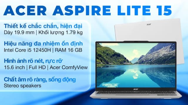 Laptop Acer Aspire Lite 15 AL15 71P 517D - NX.J7KSV.001 (i5 12450H, 16GB, 512GB, Full HD, Win11) - 7