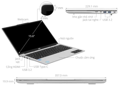 Laptop Acer Aspire Lite 15 AL15 71P 517D - NX.J7KSV.001 (i5 12450H, 16GB, 512GB, Full HD, Win11) - 10