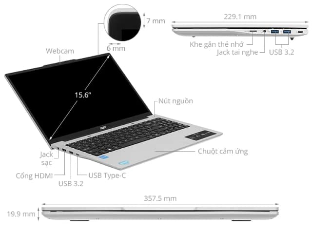 Laptop Acer Aspire Lite 15 AL15 71P 517D - NX.J7KSV.001 (i5 12450H, 16GB, 512GB, Full HD, Win11) - 10