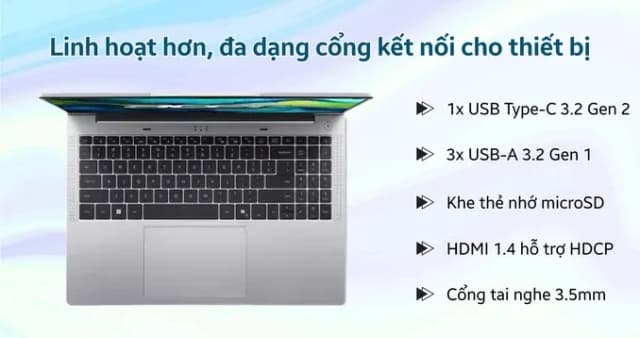 Laptop Acer Aspire Lite 16 G2 AL16 52P 572A - NX.J2SSV.004 (i5 1334U, 16GB, 512GB, Full HD+, Win11) - 14