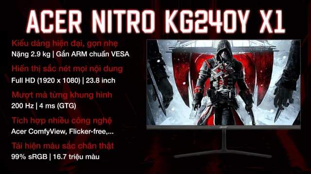 So sánh giá Màn hình Gaming Acer Nitro KG240Y X1 23.8 inch FHD/IPS/200Hz/4ms rẻ nhất? - Ảnh 6