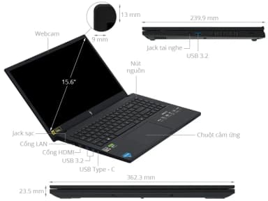 Laptop Acer Gaming Nitro V 15 ANV15 41 R1JY - NH.QPFSV.001 (R5 6600H, 16GB, 512GB, RTX 3050 6GB, Full HD 165Hz, Win11) - 3