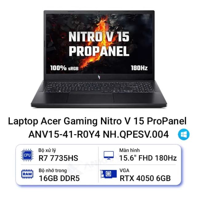 Top 1 so sánh giá Laptop Acer Gaming Nitro ProPanel ANV15 41 R7CR - NH.QPESV.003 (R5 7535HS, 16GB, 512GB, RTX 4050 6GB, Full HD 180Hz, Win11) - Tìm sản phẩm giá rẻ nhất - Ảnh 10