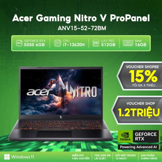 Top 1 so sánh giá Laptop Acer Gaming Nitro ProPanel ANV15 52 72BM - NH.QZ9SV.004 (i7 13620H, 16GB, 512GB, RTX5050 8GB, Full HD 180Hz, Win11) - Tìm sản phẩm giá rẻ nhất - Ảnh 5