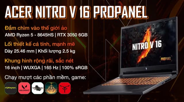 So sánh giá Laptop Acer Gaming Nitro V 16 ProPanel ANV16 41 R6ZY - NH.QP2SV.002 (R5 8645HS, 16GB, 512GB, RTX 3050 6GB, WUXGA 165Hz, Win11) rẻ nhất? - Ảnh 8