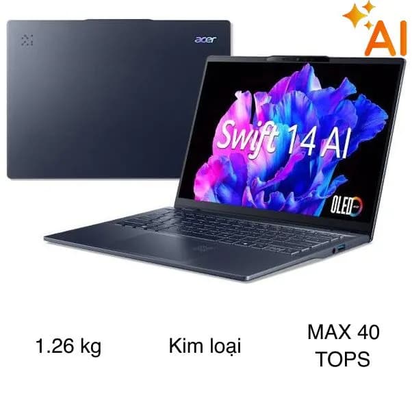 Laptop Acer Swift AI SF14 51 53P9 - NX.J2KSV.002 (Ultra 5 226V, 16GB, 1TB, 2.8K OLED 90Hz, Win11) - Giá rẻ nhất hôm nay - Ảnh 1