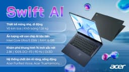 Laptop Acer Swift AI SF14 51 53P9 - NX.J2KSV.002 (Ultra 5 226V, 16GB, 1TB, 2.8K OLED 90Hz, Win11) - Giá rẻ nhất hôm nay - Ảnh 3