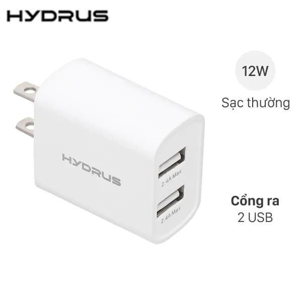Sạc 2 cổng USB 12W Hydrus ZC102U - Giá rẻ nhất hôm nay - Ảnh 1
