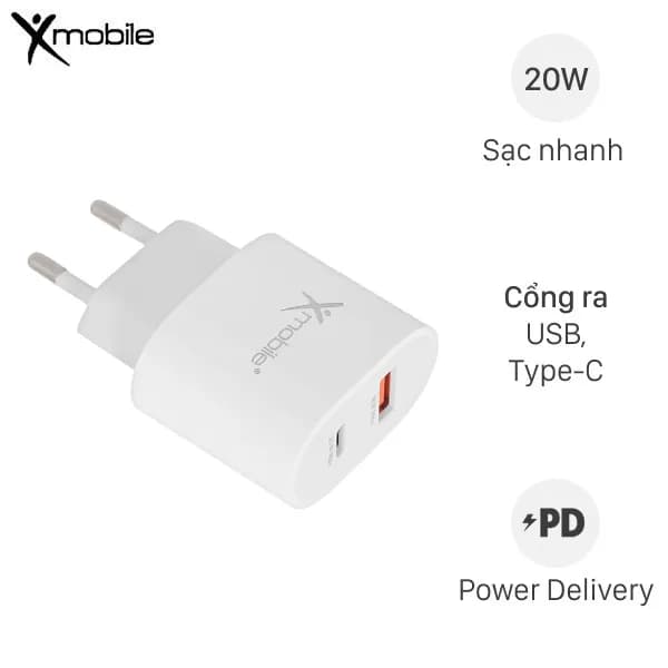 Sạc nhanh 2 cổng USB Type-C QC3.0 PD 20W Xmobile DC02 - Giá rẻ nhất hôm nay - Ảnh 1