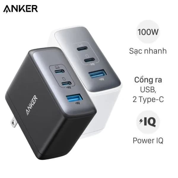 Adapter Sạc 3 cổng USB Type C IQ3 100W Anker A2145 - Giá rẻ nhất hôm nay - Ảnh 1