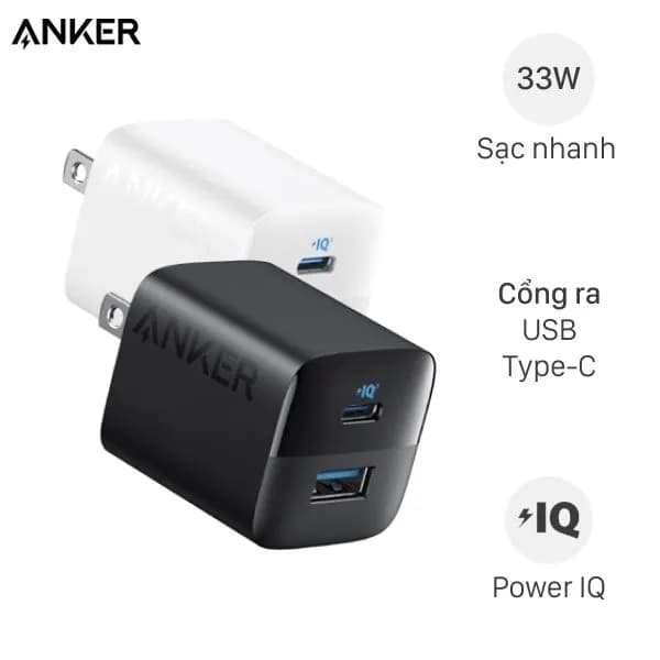 Sạc nhanh 2 cổng USB Type-C 33W Anker A2331 - Giá rẻ nhất hôm nay - Ảnh 1