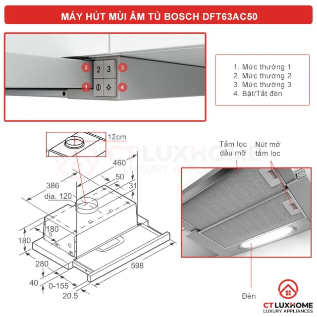 So sánh giá Máy hút mùi âm tủ Bosch DFT63AC50 rẻ nhất? - Ảnh 4