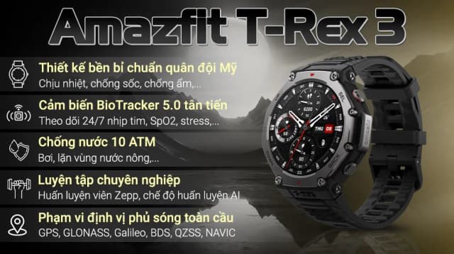 So sánh giá Amazfit T-Rex 3 47.1mm dây silicone rẻ nhất? - Ảnh 4