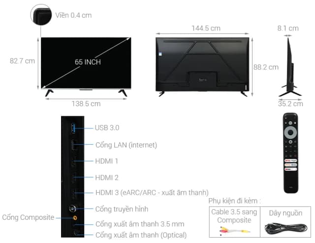 So sánh giá Google Tivi TCL 4K 65 inch 65P737 rẻ nhất? - Ảnh 2