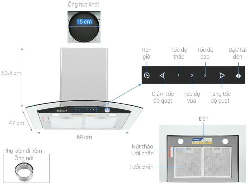 So sánh giá Máy hút mùi kính cong BlueStone HOB-8735 - Tìm sản phẩm giá rẻ nhất - Ảnh 1
