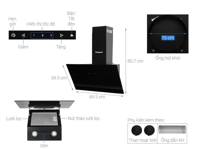 So sánh giá Máy hút mùi kính vát Kangaroo KG1361 rẻ nhất? - Ảnh 2