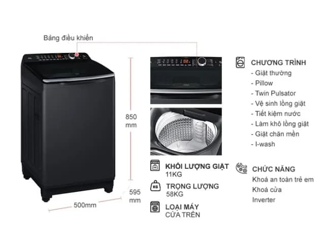 So sánh giá Máy giặt Aqua 11 kg AQW-FR110JT BK rẻ nhất? - Ảnh 4