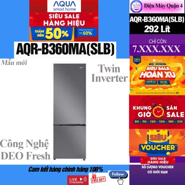 So sánh giá Tủ lạnh Aqua Inverter 292 lít AQR-B360MA(SLB) rẻ nhất? - Ảnh 11