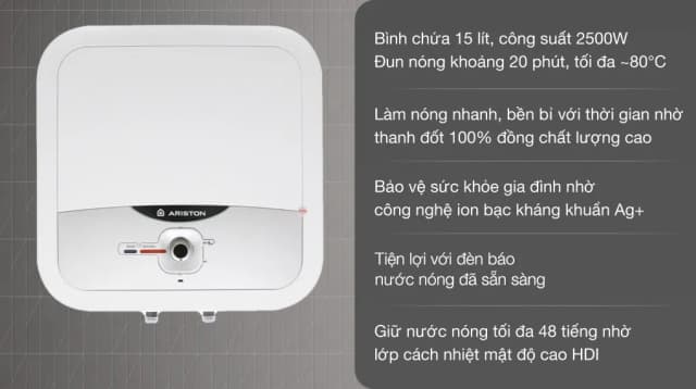 So sánh giá Máy nước nóng gián tiếp Ariston 15 lít 2500W AN2 15 RS 2.5 FE rẻ nhất? - Ảnh 3