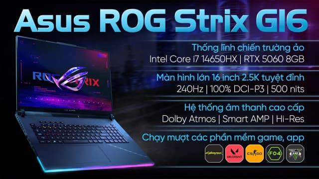 So sánh giá Laptop Asus Gaming ROG Strix G615JMR - S5155W (i7 14650HX, 32GB, 1TB, RTX5060 8GB, 2.5K 240Hz, Win11) rẻ nhất? - Ảnh 8