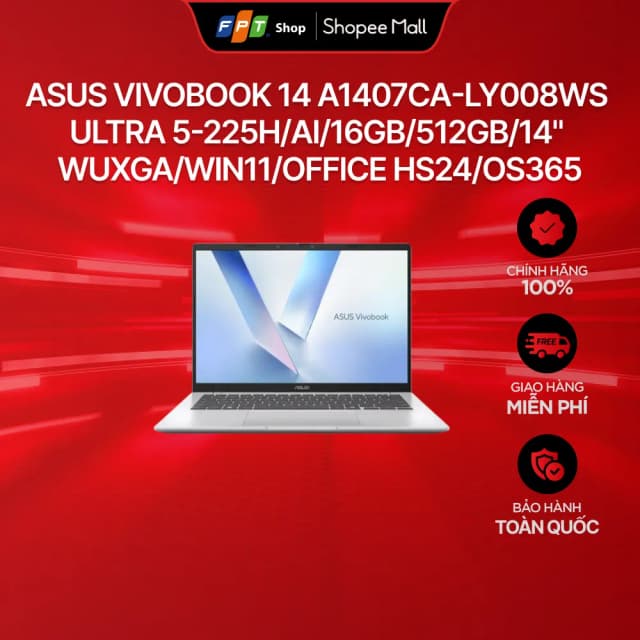 Top 1 so sánh giá Laptop Asus Vivobook 14 X1407CA - LY008W (Ultra 5 225H, 16GB, 512GB, WUXGA, Win11) - Tìm sản phẩm giá rẻ nhất - Ảnh 13