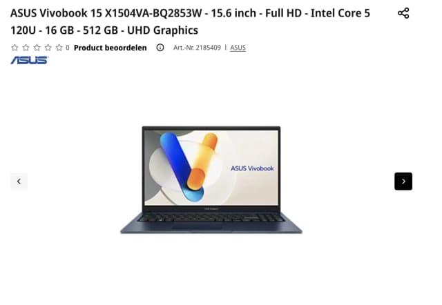 Top 1 so sánh giá Laptop Asus Vivobook 15 X1504VA - BQ285W (Core 5 120U, 16GB, 512GB, Full HD, Win11) - Tìm sản phẩm giá rẻ nhất - Ảnh 9