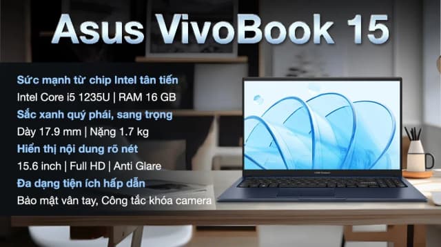 Laptop Asus Vivobook 15 X1504ZA - NJ1546W (i5 1235U, 16GB, 512GB, Full HD, Win11) - 6