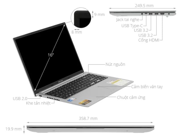 Top 1 so sánh giá Laptop Asus Vivobook 16 X1605VA - MB360W (i5 1335U, 16GB, 512GB, WUXGA, Win11) - Tìm sản phẩm giá rẻ nhất - Ảnh 15