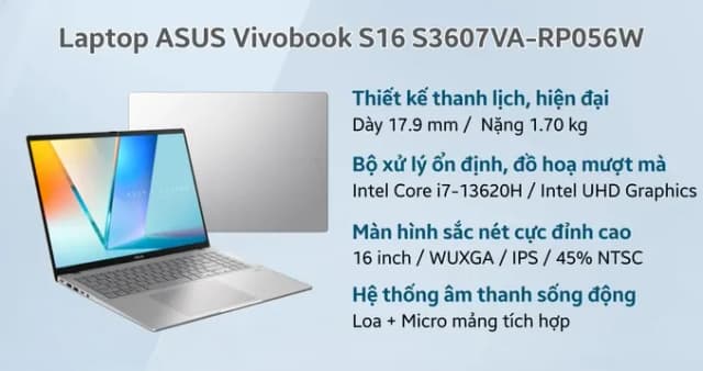 Top 1 so sánh giá Laptop Asus Vivobook S16 S3607VA - RP155WS (Core 5 210H, 16GB, 512GB, WUXGA 144Hz, OfficeH24+365, Win11) - Tìm sản phẩm giá rẻ nhất - Ảnh 17
