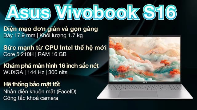 Top 1 so sánh giá Laptop Asus Vivobook S16 S3607VA - RP155WS (Core 5 210H, 16GB, 512GB, WUXGA 144Hz, OfficeH24+365, Win11) - Tìm sản phẩm giá rẻ nhất - Ảnh 4