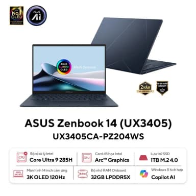 Laptop Asus Zenbook 14 UX3405CA - PZ204WS (Ultra 9 285H, 32GB, 1TB, 2.8K 120Hz, Cảm ứng, OfficeH24+365, Win11) - 18