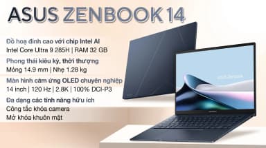 Laptop Asus Zenbook 14 UX3405CA - PZ204WS (Ultra 9 285H, 32GB, 1TB, 2.8K 120Hz, Cảm ứng, OfficeH24+365, Win11) - 3