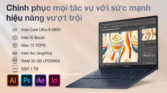 Laptop Asus Zenbook 14 UX3405CA - PZ204WS (Ultra 9 285H, 32GB, 1TB, 2.8K 120Hz, Cảm ứng, OfficeH24+365, Win11) - 7
