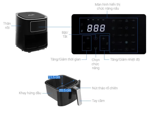 So sánh giá Nồi chiên không dầu AVA 5 lít AF40155D rẻ nhất? - Ảnh 8