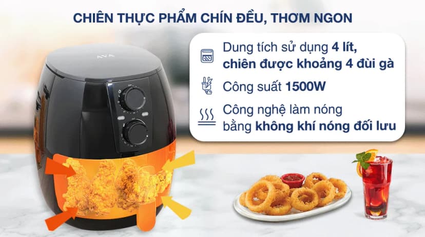 Nồi chiên không dầu AVA 4 lít HB-8027 - Giá rẻ nhất hôm nay - Ảnh 2
