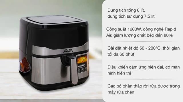 So sánh giá Nồi chiên không dầu AVA 7.5 lít KDF-593D rẻ nhất? - Ảnh 3