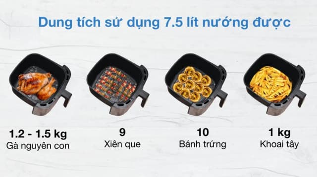 So sánh giá Nồi chiên không dầu AVA 7.5 lít KDF-593D rẻ nhất? - Ảnh 7
