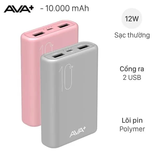 Pin sạc dự phòng Polymer 10.000 mAh 12W AVA+ PJ JP192 - Ảnh 4