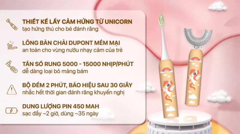 Bàn chải điện trẻ em Magic Kid-03 - Vàng - Giá rẻ nhất hôm nay - Ảnh 2