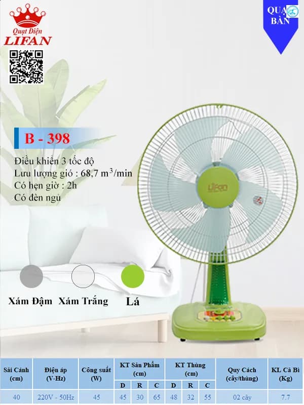So sánh giá Quạt bàn Lifan 5 cánh B-398 45W rẻ nhất? - Ảnh 8
