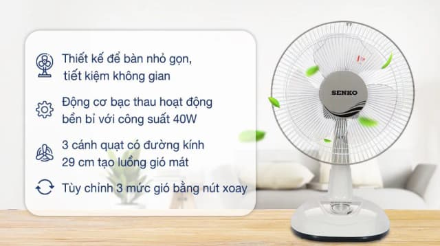 So sánh giá Quạt bàn Senko 3 cánh B1213 40W rẻ nhất? - Ảnh 2